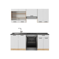 Vicco Cucina componibile Bianco casa di campagna 200 cm , PL Antracite