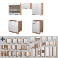 Vicco Cucina componibile Bianco casa di campagna 200 cm , PL Marmo