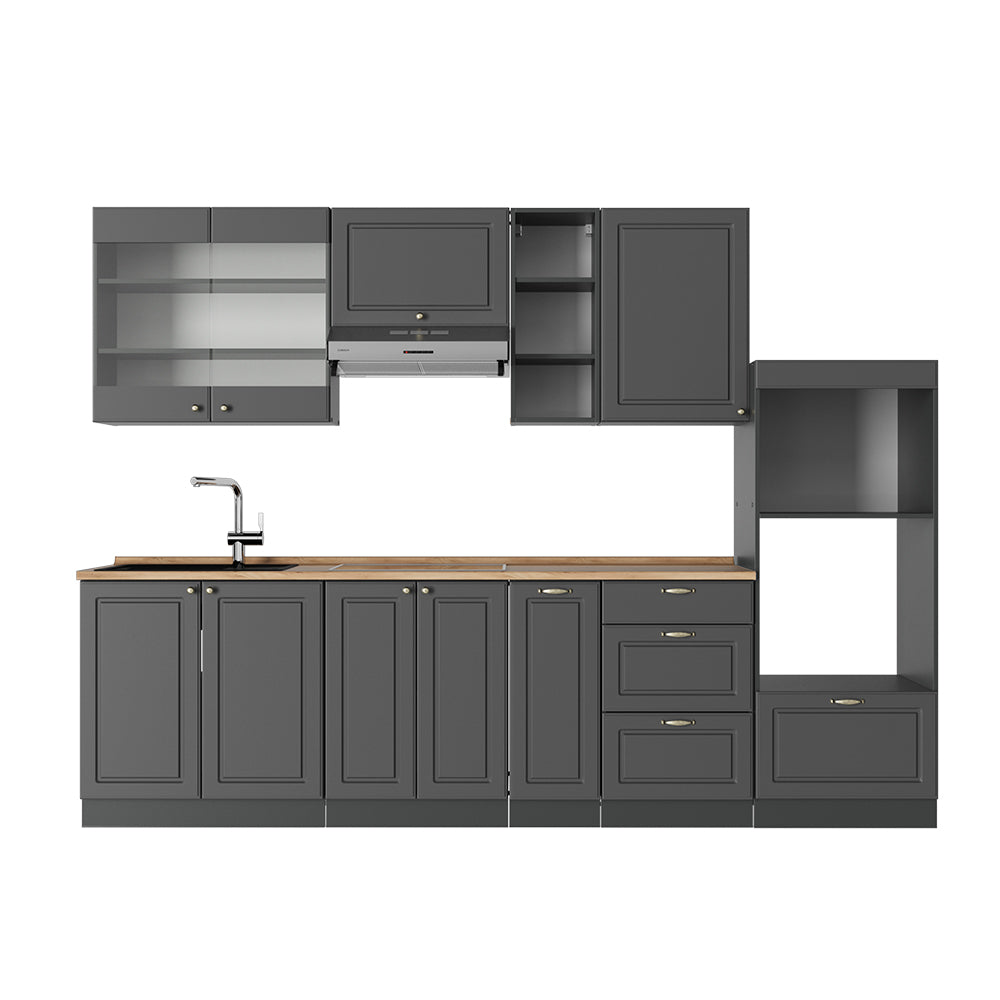 Vicco Cucina componibile Landhaus antrazit-oro 280 cm , PL Rovere