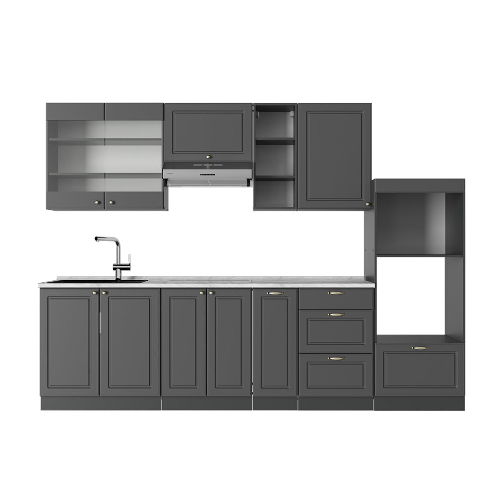Vicco Cucina componibile Landhaus antrazit-oro 280 cm , PL Marmo