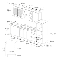 Vicco Cucina componibile Landhaus antrazit-oro 280 cm , PL Marmo