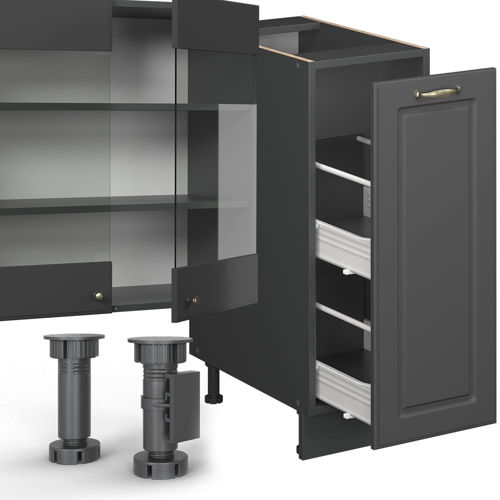 Vicco Cucina componibile Landhaus antrazit-oro 280 cm , PL Marmo