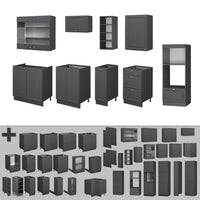 Vicco Cucina componibile Landhaus antrazit-oro 280 cm , PL Marmo