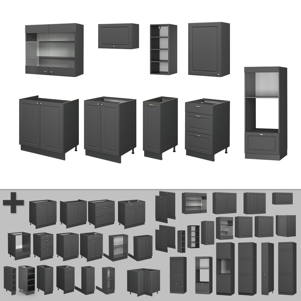 Vicco Cucina componibile Landhaus antrazit-oro 280 cm , PL Rovere