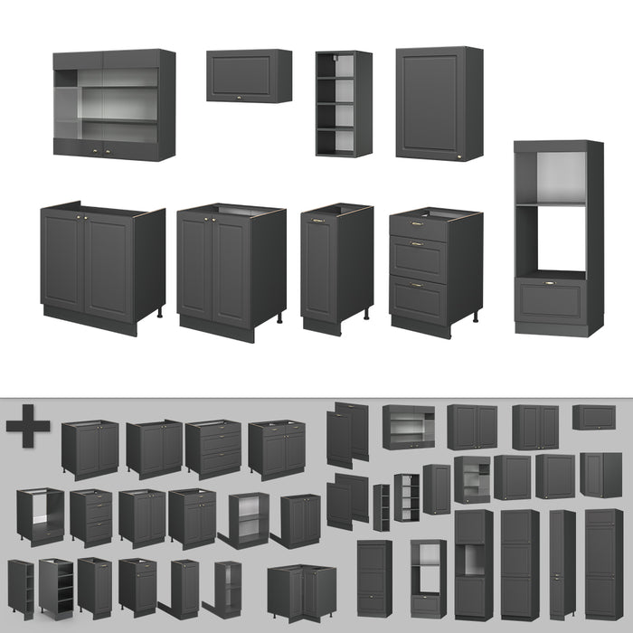 Vicco Cucina componibile Landhaus antrazit-oro 280 cm , PL Antracite