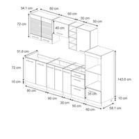 Vicco Cucina componibile Antracite lucido 280 cm senza piano di lavoro