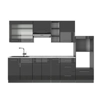 Vicco Cucina componibile Antracite lucido 280 cm , PL Marmo