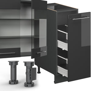 Vicco Cucina componibile Antracite lucido 280 cm senza piano di lavoro