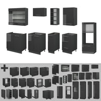 Vicco Cucina componibile Antracite lucido 280 cm , PL Marmo