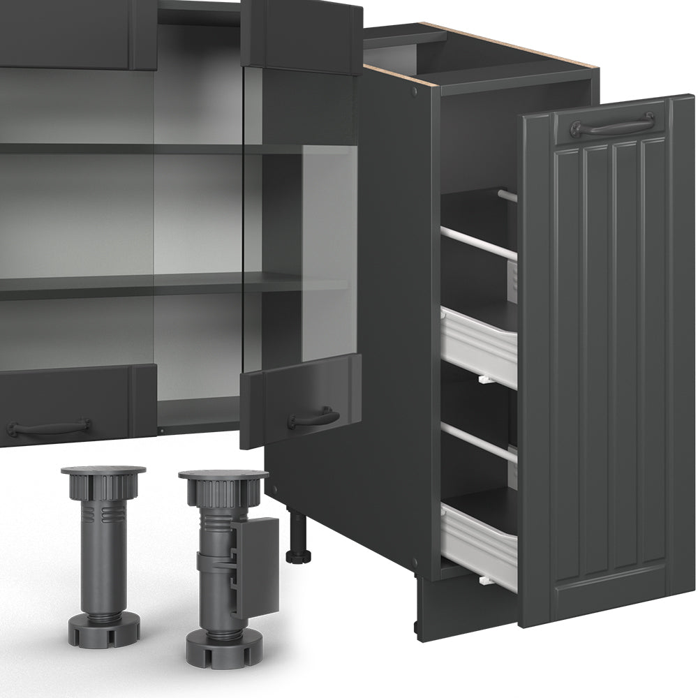 Vicco Cucina componibile Grigio scuro 280 cm senza piano di lavoro