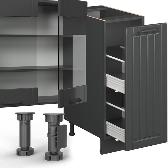 Vicco Cucina componibile Grigio scuro 280 cm senza piano di lavoro