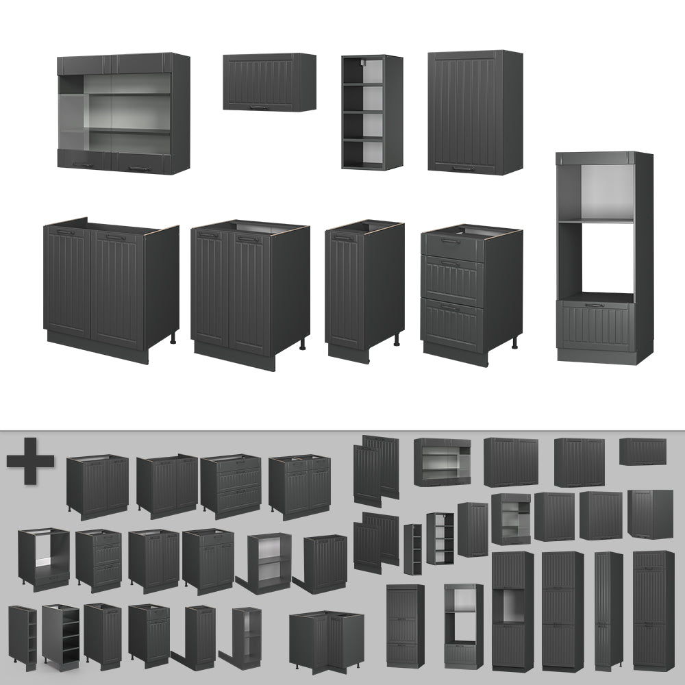 Vicco Cucina componibile Grigio scuro 280 cm senza piano di lavoro