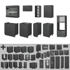 Vicco Cucina componibile Grigio scuro 280 cm , PL Rovere