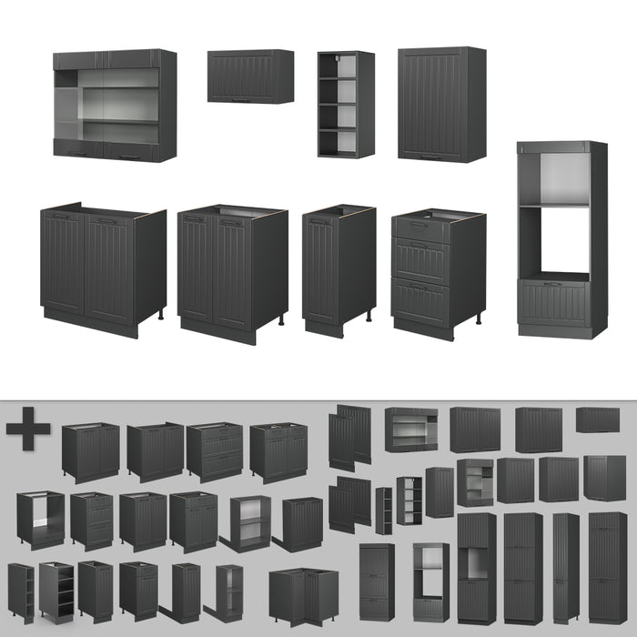 Vicco Cucina componibile Grigio scuro 280 cm , PL Rovere