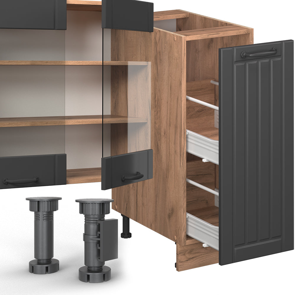 Vicco Cucina componibile Grigio scuro 280 cm senza piano di lavoro