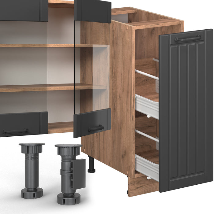 Vicco Cucina componibile Grigio scuro 280 cm senza piano di lavoro