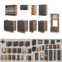 Vicco Cucina componibile Grigio scuro 280 cm senza piano di lavoro