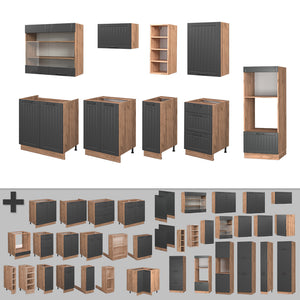 Vicco Cucina componibile Grigio scuro 280 cm senza piano di lavoro