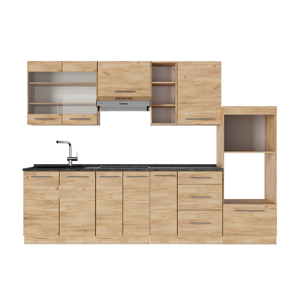 Vicco Cucina componibile Quercia dorata 280 cm , PL Antracite