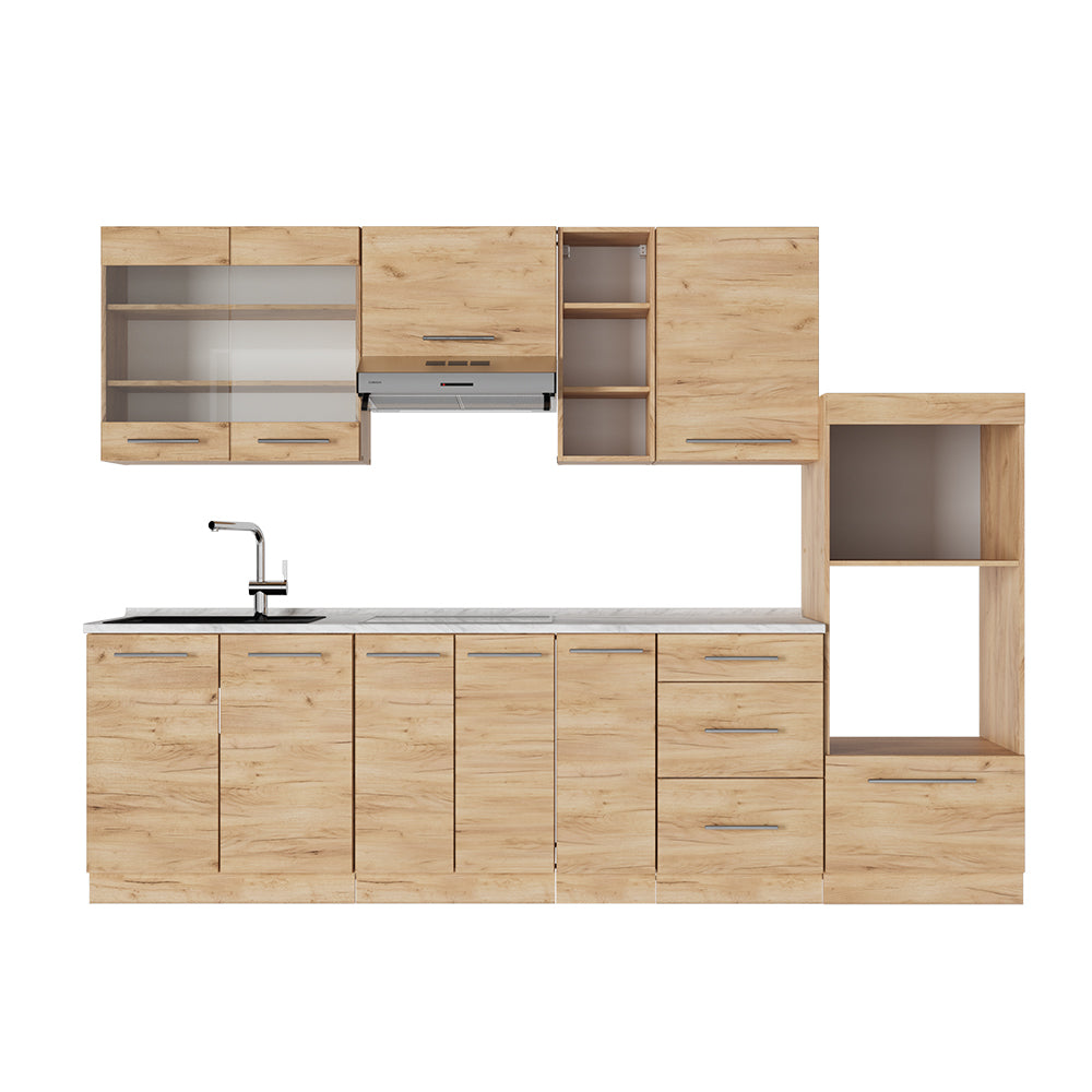 Vicco Cucina componibile Quercia dorata 280 cm , PL Marmo