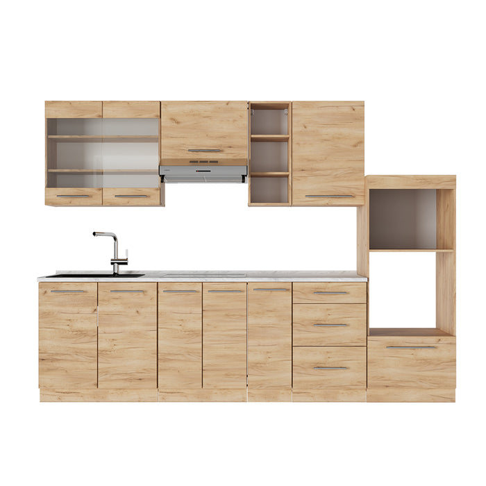 Vicco Cucina componibile Quercia dorata 280 cm , PL Marmo