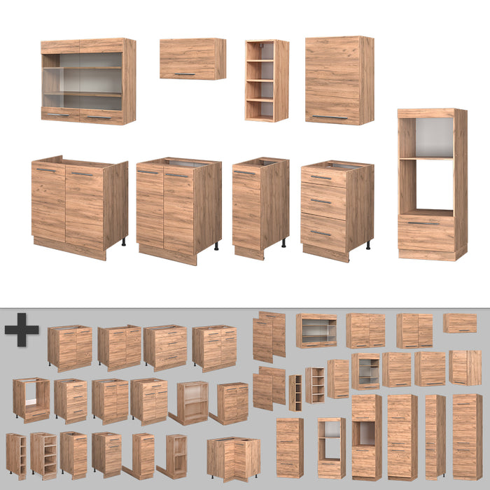 Vicco Cucina componibile Quercia dorata 280 cm senza piano di lavoro