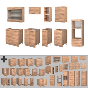 Vicco Cucina componibile Quercia dorata 280 cm , PL Marmo