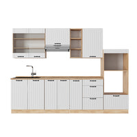 Vicco Cucina componibile Bianco casa di campagna 280 cm , PL Rovere