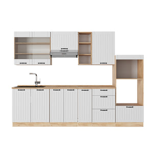Vicco Cucina componibile Bianco casa di campagna 280 cm , PL Rovere