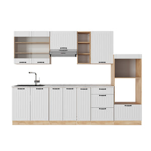 Vicco Cucina componibile Bianco casa di campagna 280 cm , PL Marmo