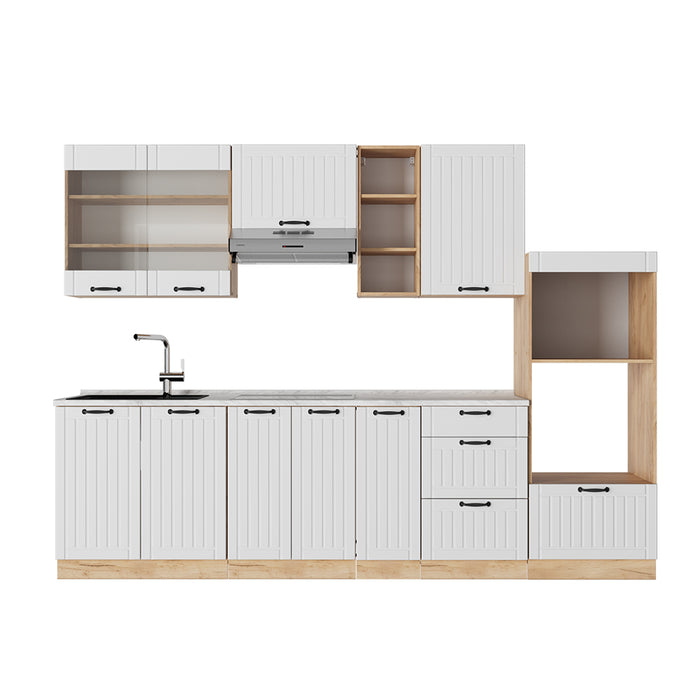 Vicco Cucina componibile Bianco casa di campagna 280 cm , PL Marmo