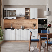 Vicco Cucina componibile Bianco casa di campagna 280 cm , PL Marmo