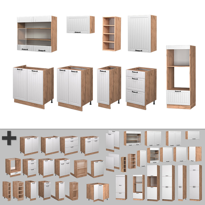 Vicco Cucina componibile Bianco casa di campagna 280 cm , PL Rovere