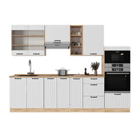 Vicco Cucina componibile Bianco casa di campagna 280 cm , PL Rovere