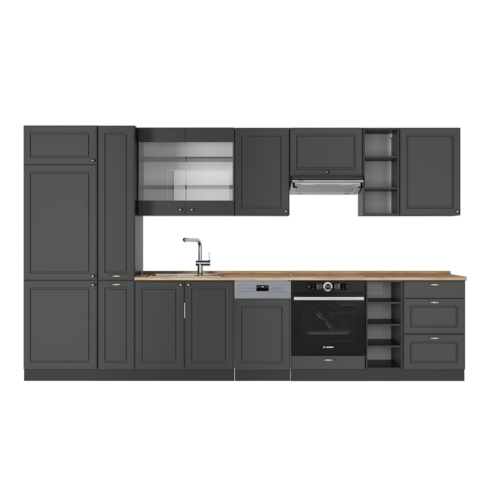 Vicco Cucina componibile Landhaus antrazit-oro 355 cm , PL Rovere