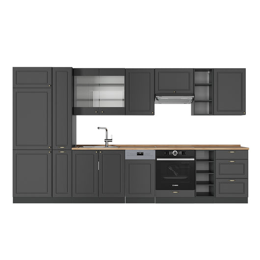 Vicco Cucina componibile Landhaus antrazit-oro 355 cm , PL Rovere
