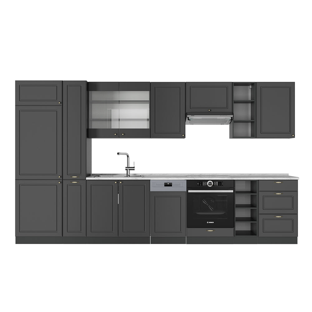 Vicco Cucina componibile Landhaus antrazit-oro 355 cm , PL Marmo
