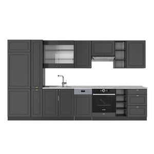 Vicco Cucina componibile Landhaus antrazit-oro 355 cm , PL Marmo