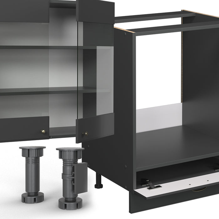 Vicco Cucina componibile Landhaus antrazit-oro 355 cm , PL Rovere