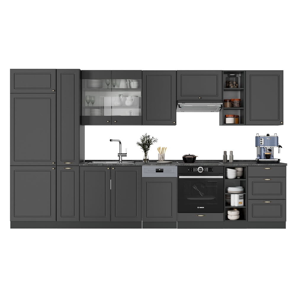 Vicco Cucina componibile Landhaus antrazit-oro 355 cm , PL Marmo