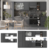 Vicco Cucina componibile Landhaus antrazit-oro 355 cm , PL Rovere