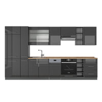 Vicco Cucina componibile Antracite lucido 355 cm , PL Rovere