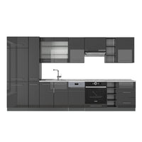 Vicco Cucina componibile Antracite lucido 355 cm , PL Marmo