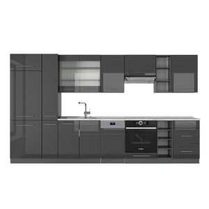 Vicco Cucina componibile Antracite lucido 355 cm , PL Marmo