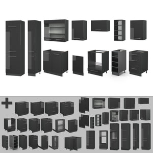 Vicco Cucina componibile Antracite lucido 355 cm senza piano di lavoro