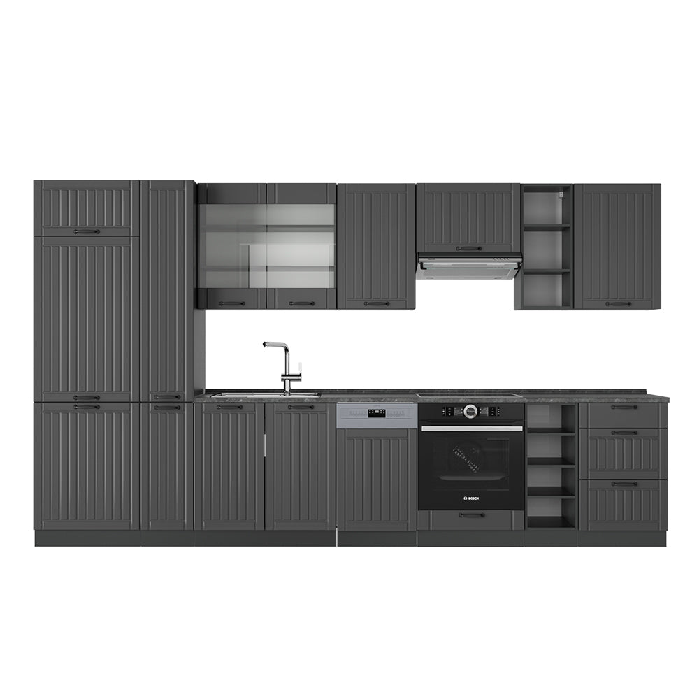 Vicco Cucina componibile Grigio scuro 355 cm senza piano di lavoro