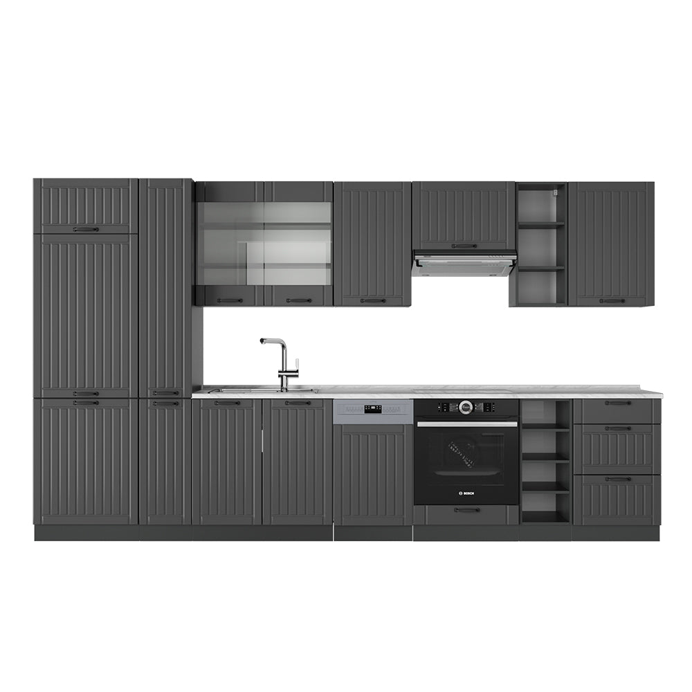 Vicco Cucina componibile Grigio scuro 355 cm , PL Marmo