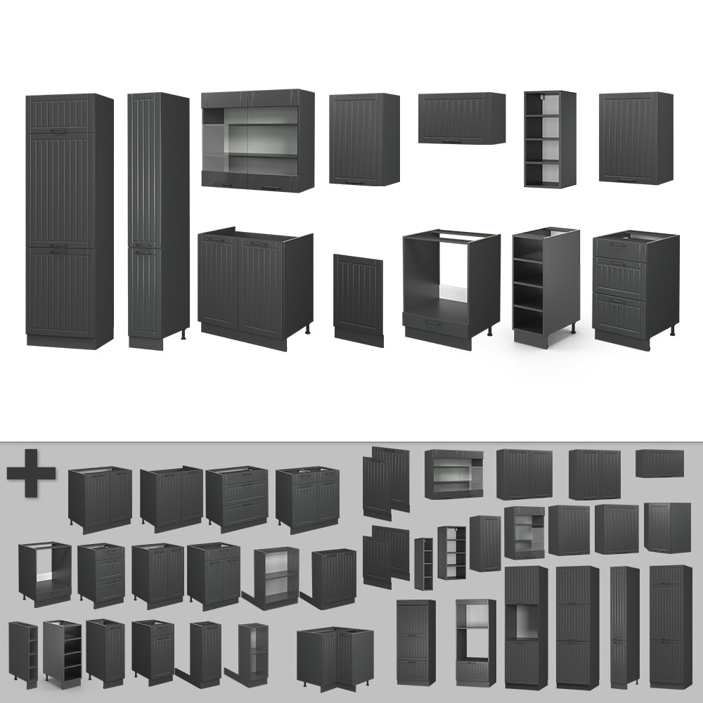 Vicco Cucina componibile Grigio scuro 355 cm senza piano di lavoro