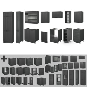 Vicco Cucina componibile Grigio scuro 355 cm senza piano di lavoro