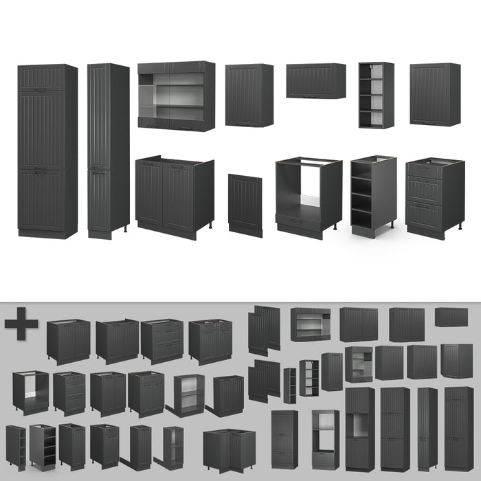 Vicco Cucina componibile Grigio scuro 355 cm senza piano di lavoro